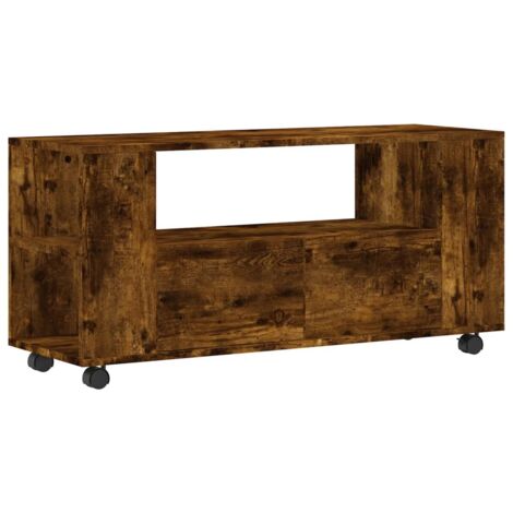 Meuble TV chêne fumé 102x34,5x43 cm bois d'ingénierie vidaXL