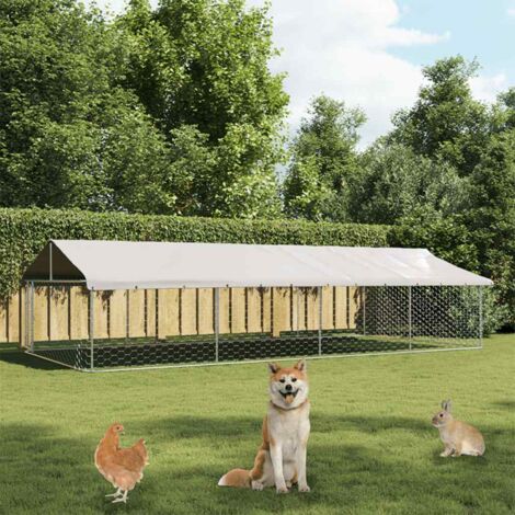 Vidaxl – Chenil extérieur 600x300x150 cm – Acier galvanisé – Toit en polyéthylène résistant aux UV – Sécurisé avec porte verrouillable