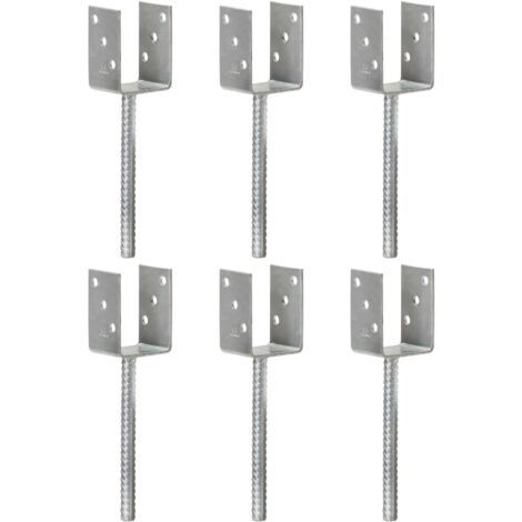 Vidaxl – Piquets de clôture en acier galvanisé – Lot de 6 – Dimensions 7x6x30 cm – Ancrages avec trous pré-percés pour installation facile (1/5)