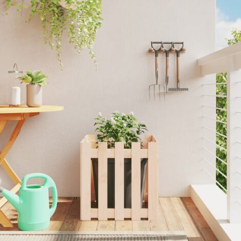 Jardinière avec design de clôture 50x50x50 cm pin massif vidaXL (1/5)
