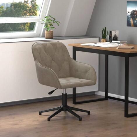 Vidaxl – Chaise de bureau pivotante gris clair en velours – Hauteur réglable 72-80 cm – Pivotement 360° – Cadre métal robuste
