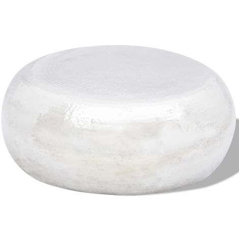 Vidaxl – Table basse fixe en aluminium martelé argenté – Dimensions 61 cm diamètre x 28 cm hauteur – Facile à nettoyer – Pour salon ou espace couvert