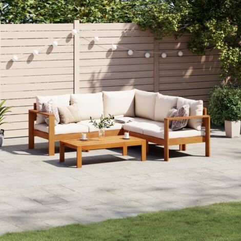 Vidaxl – Salon de jardin 4 pcs en bois d'acacia massif – Canapés modulables avec coussins épais – Table 100x50cm – Housse amovible et lavable
