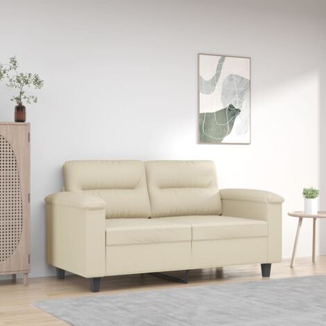 Vidaxl – Canapé 2 places crème 120 cm – Similicuir haut de gamme – Design moderne – Largeur 77 cm – Confort optimal pour salon - vidaXL67544