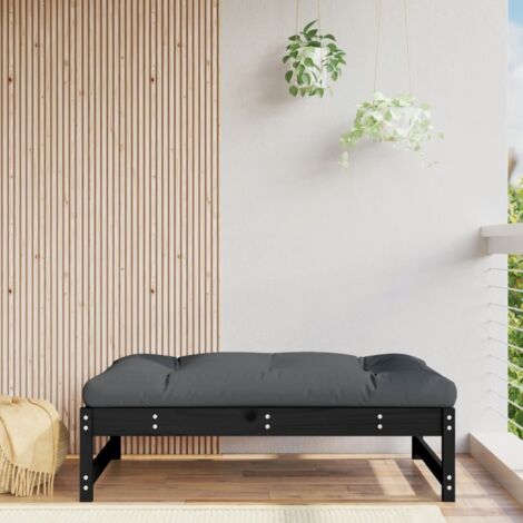 Repose-pied de jardin 120x80 cm noir bois de pin massif vidaXL