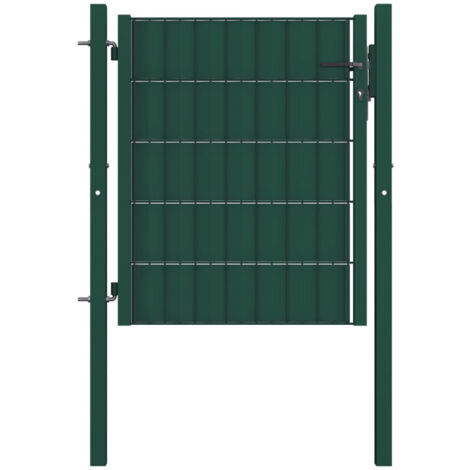 Portail de clôture PVC et acier 100x81 cm Vert