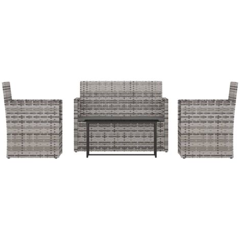 vidaXL Mobilier d'extérieur 4 pcs avec coussins Résine tressée Gris (1/6)