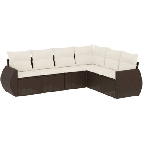Vidaxl – Salon de jardin modulable 6 places – Canapés en poly rotin avec coussins épais – Résistant aux intempéries – Housse amovible et lavable (1/6)