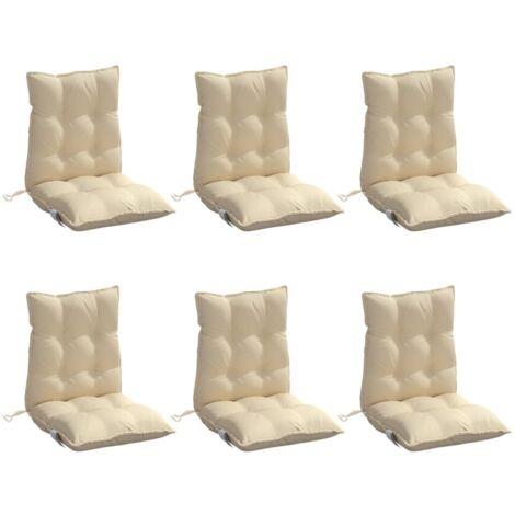 Coussins de chaise à dossier bas lot de 6 beige tissu oxford vidaXL