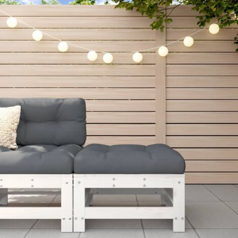 Repose-pied de jardin avec coussin blanc bois de pin massif vidaXL