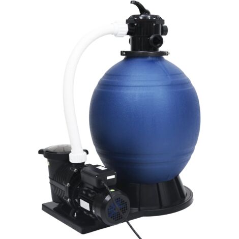 vidaXL Filtre à sable avec vanne 7 voies et pompe 1000 W Bleu et noir (1/5)