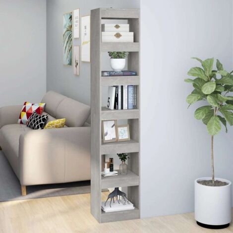 vidaXL Bibliothèque/Séparateur de pièce Gris béton 40x30x198 cm