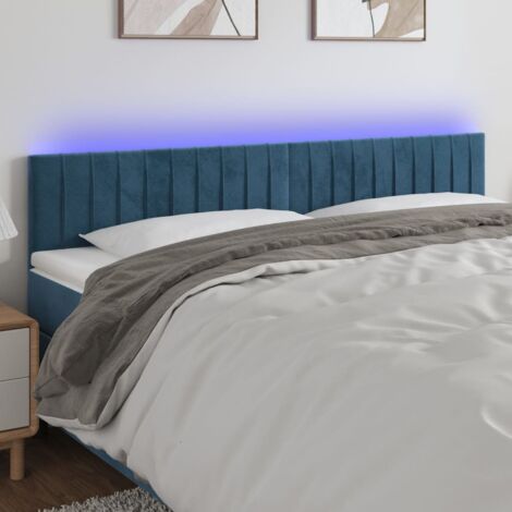 Tête de lit à LED Bleu foncé 180x5x78/88 cm Velours vidaXL