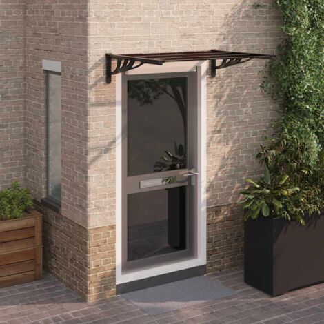Vidaxl – Auvent de porte noir 122x90 cm en polycarbonate – Résistant aux intempéries – Installation facile avec accessoires inclus