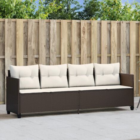 vidaXL Chaise longue avec coussins marron résine tressée
