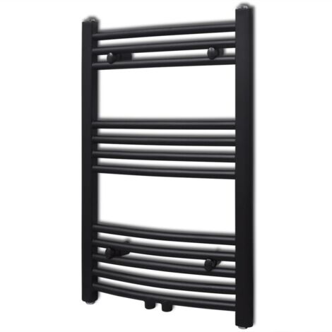 Vidaxl – Sèche-serviette eau chaude noir 500 x 764 mm – Acier courbé – Puissance 293 W – Fixation murale pour salle de bain