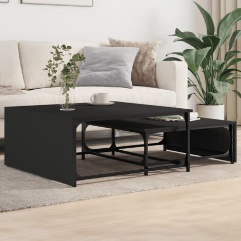 vidaXL Tables basses gigognes 2 pcs noir bois d'ingénierie et métal (1/5)