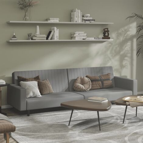 Canapé-lit à 2 places gris clair velours vidaXL894587 (1/5)