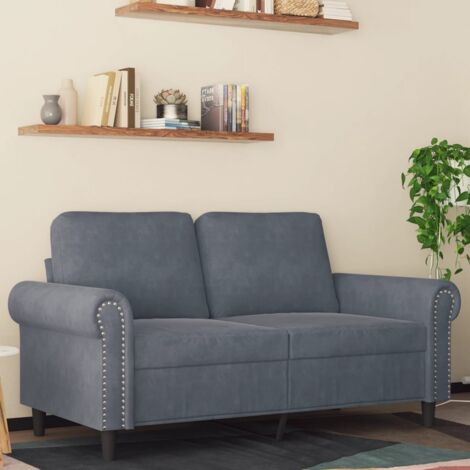 Canapé à 2 places Gris foncé 120 cm Velours vidaXL