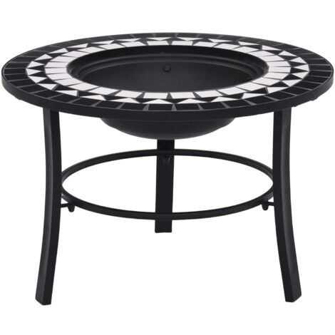 vidaXl Mosaic Fire Pit Black and White 68cm Ceramic