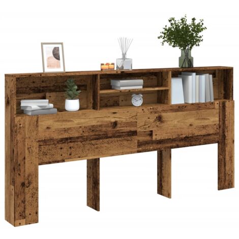 Vidaxl – Armoire de tête de lit vieux bois 200x19x103,5 cm – Bois d'ingénierie – 4 compartiments de rangement – Design contemporain