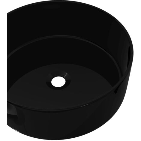 vidaXL Lavabo rond Céramique Noir 40 x 15 cm