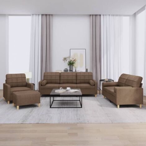 Ensemble de canapés 4 pcs avec coussins marron tissu vidaXL