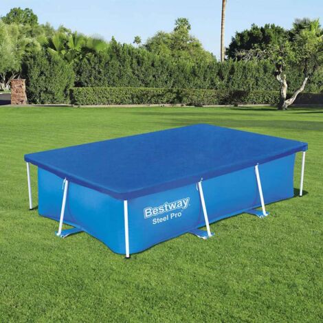 Bestway – Couverture de piscine Flowclear 259x170 cm – Empêche la croissance d'algues – Trous de drainage pour éviter l'accumulation d'eau