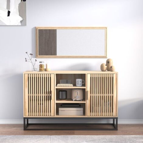 Vidaxl – Buffet meuble de rangement 105x30x65 cm en bois d'ingénierie – Pieds en fer pour robustesse – Grand espace de rangement (1/6)