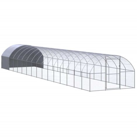 Vidaxl – Poulailler d'extérieur 3x16x2 m en acier galvanisé – Toit résistant à l'eau – Espace pour 10 poules – Enclos sécurisé pour petits animaux