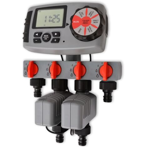 Vidaxl – Programmateur arrosage automatique 4 stations – Alimentation 3V – Pression 0,5-8 bar – Matériau ABS résistant à la corrosion