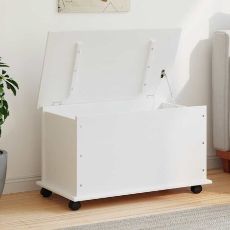 Vidaxl – Coffre de rangement en bois massif de pin blanc 73x39,5x43 cm – Capacité 70 L – Roulettes pour déplacement facile