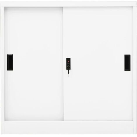 Vidaxl – Armoire de bureau avec porte coulissante – Acier blanc 90x40x90cm – 2 étagères réglables – Capacité 60kg – Serrure incluse