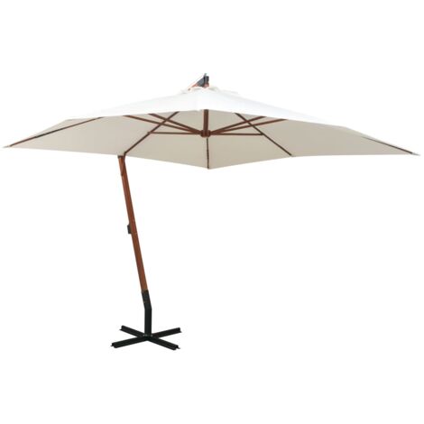 Vidaxl – Parasol suspendu 300x300 cm – Poteau en bois – Tissu polyester résistant aux UV – Mécanisme à manivelle pour ouverture facile (1/7)