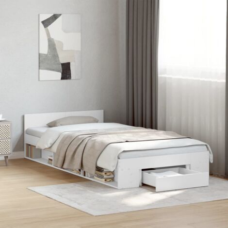 Cadre de lit avec tiroir sans matelas blanc 75x190 cm vidaXL