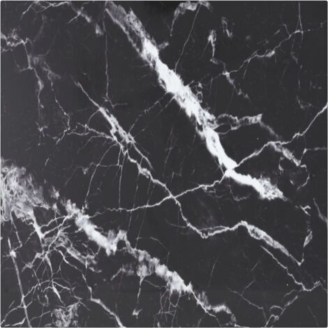 Vidaxl – Dessus de table noir 50x50 cm – Verre trempé 6 mm – Design marbre esthétique – Pour tables à manger et basses