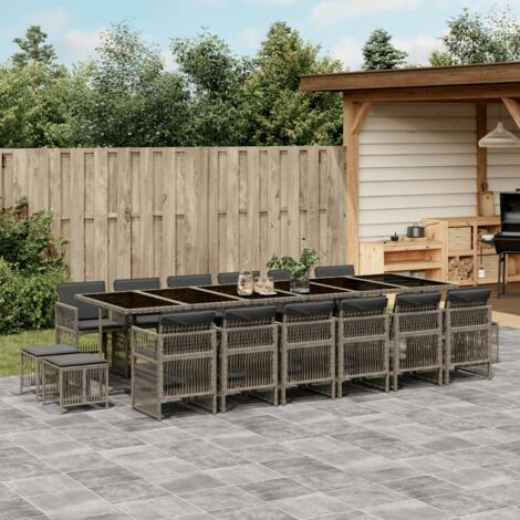 vidaXL Ensemble à manger de jardin 17 pcs et coussins résine tressée