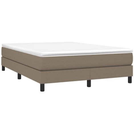 vidaXL Sommier à lattes de lit avec matelas Taupe 140x190 cm Tissu (1/5)