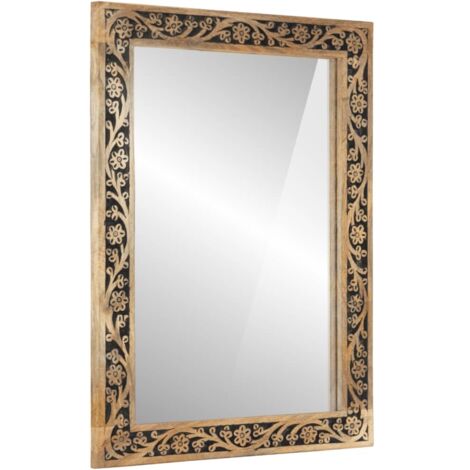 vidaXL Miroir de bain 50x70x2,5 cm bois de manguier massif et verre (1/6)