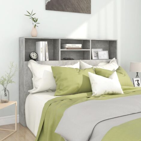 Vidaxl – Tête de lit en bois d'ingénierie gris béton 140x19x103,5 cm – Résistance à l'humidité – Design contemporain avec 4 compartiments