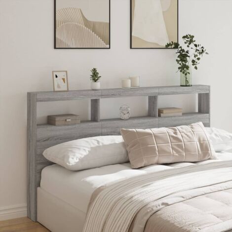 vidaXL Armoire tête de lit avec LED sonoma gris 180x17x102 cm
