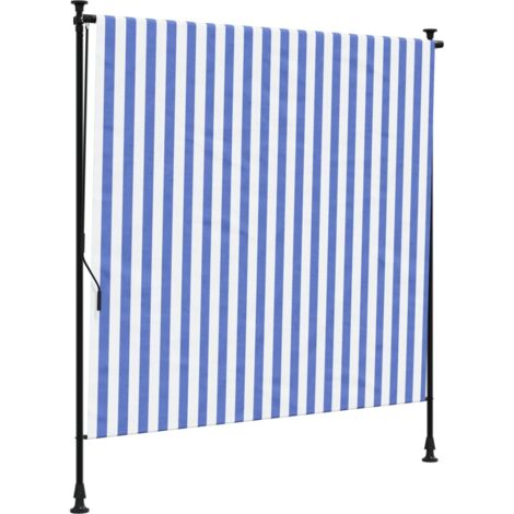 vidaXL Store roulant d'extérieur bleu et blanc 200x270 cm tissu acier (1/6)