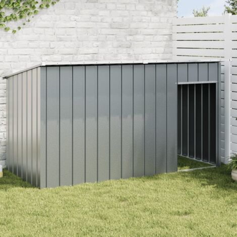 Vidaxl – Niche pour chien en acier galvanisé avec toit anthracite – Dimensions 196 x 91 x 110 cm – Entrée spacieuse 48 x 87 cm