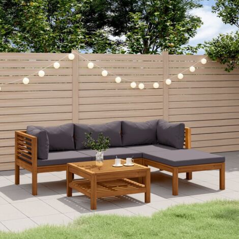 Salon de jardin 5 pcs avec coussin Bois d'acacia solide vidaXL