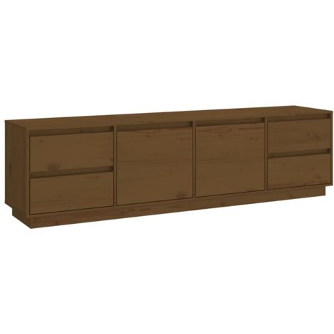 Vidaxl – Meuble TV en bois de pin massif marron miel 176x37x47,5 cm – Design rustique avec grand espace de rangement – Idéal pour téléviseurs et décorations (1/5)