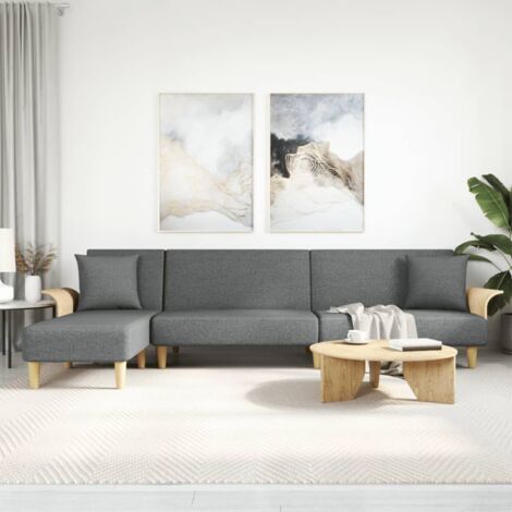 vidaXL Canapé-lit en forme de L gris foncé 279x140x70 cm tissu (1/5)