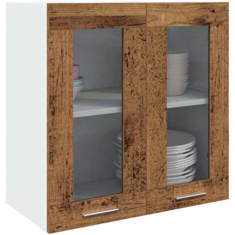 vidaXL Armoire murale de cuisine "Lyon" avec porte vitrée Bois ancien 60 x 31 x 60 cm (1/5)
