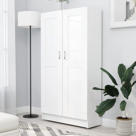 Vidaxl – Bibliothèque blanche 82,5x30,5x150 cm – Bois d'ingénierie – 4 étagères – Design élégant et classique – Rangement pour livres et DVD