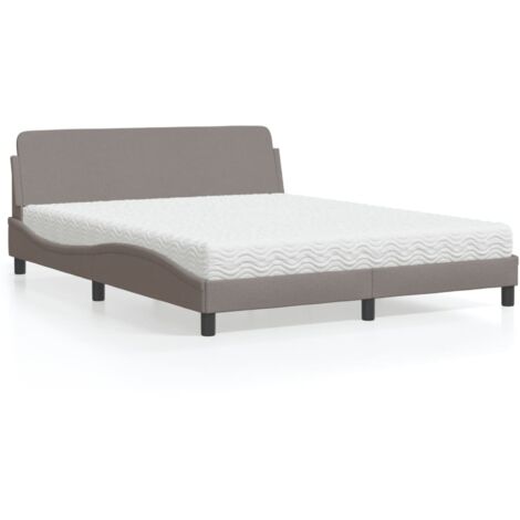 vidaXL Lit avec matelas Dover taupe 160x200 cm tissu (1/5)