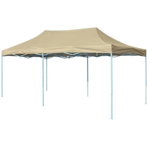 Vidaxl – Tonnelle pliante 3x3m crème avec structure en acier – Toit en tissu Oxford imperméable et anti-UV – Accessoires inclus pour montage facile